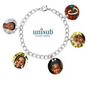 Silver Plated Charm Bracelet w/5 Bales and 5 Circle Charms