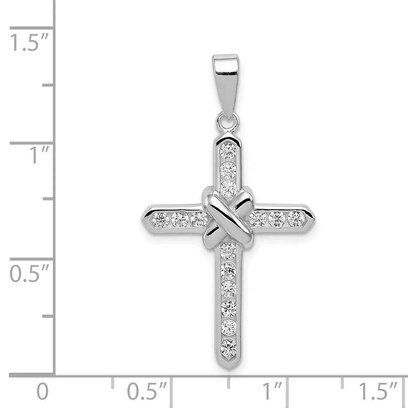 Silver Polished Finish C.Z Cross Pendant