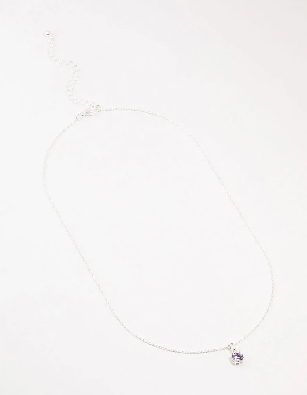 Silver Purple Solitaire Czech Bohemia Crystal Necklace