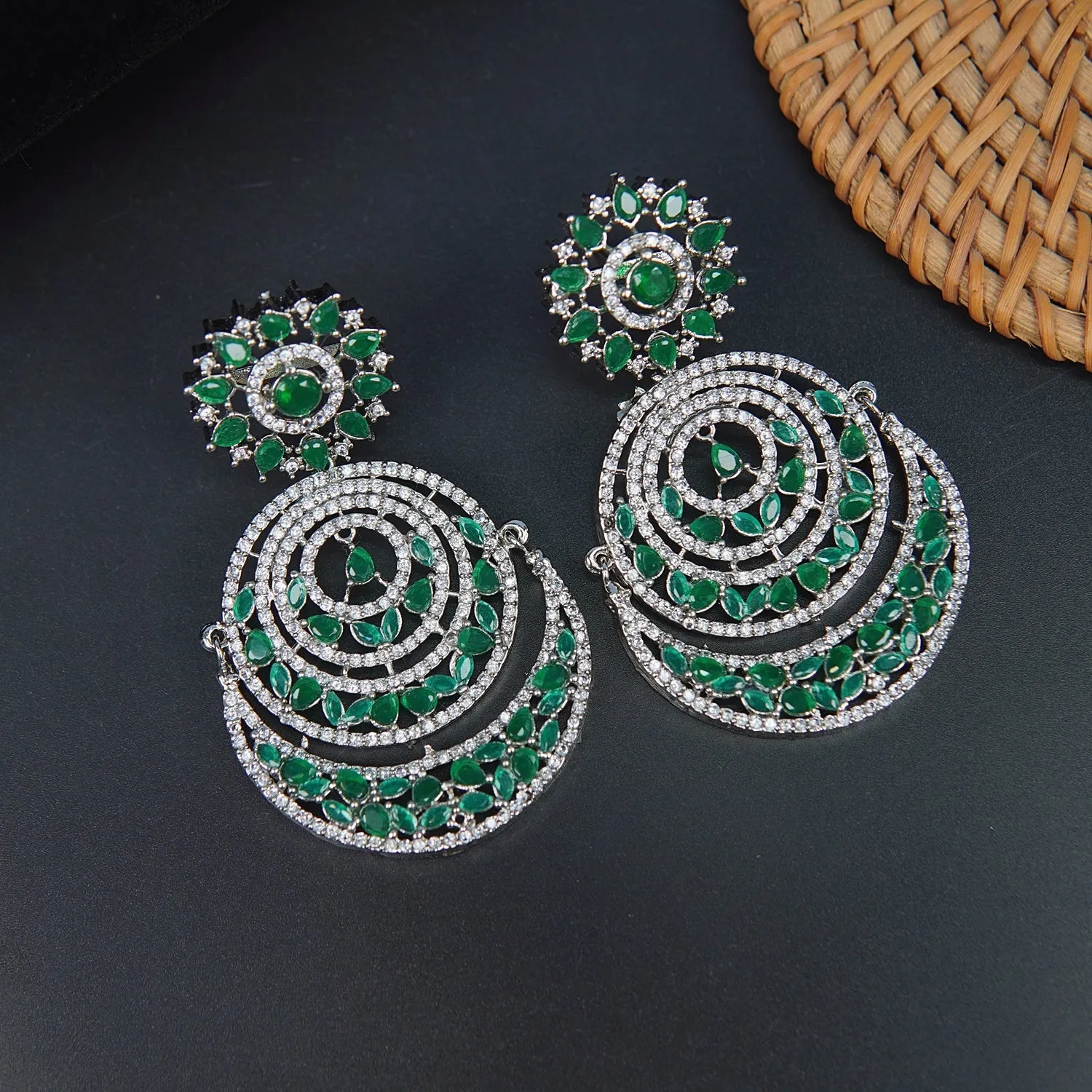 Silver Zirconia Bali Earrings