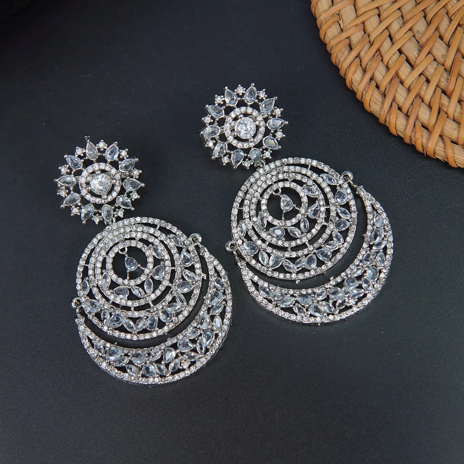 Silver Zirconia Bali Earrings