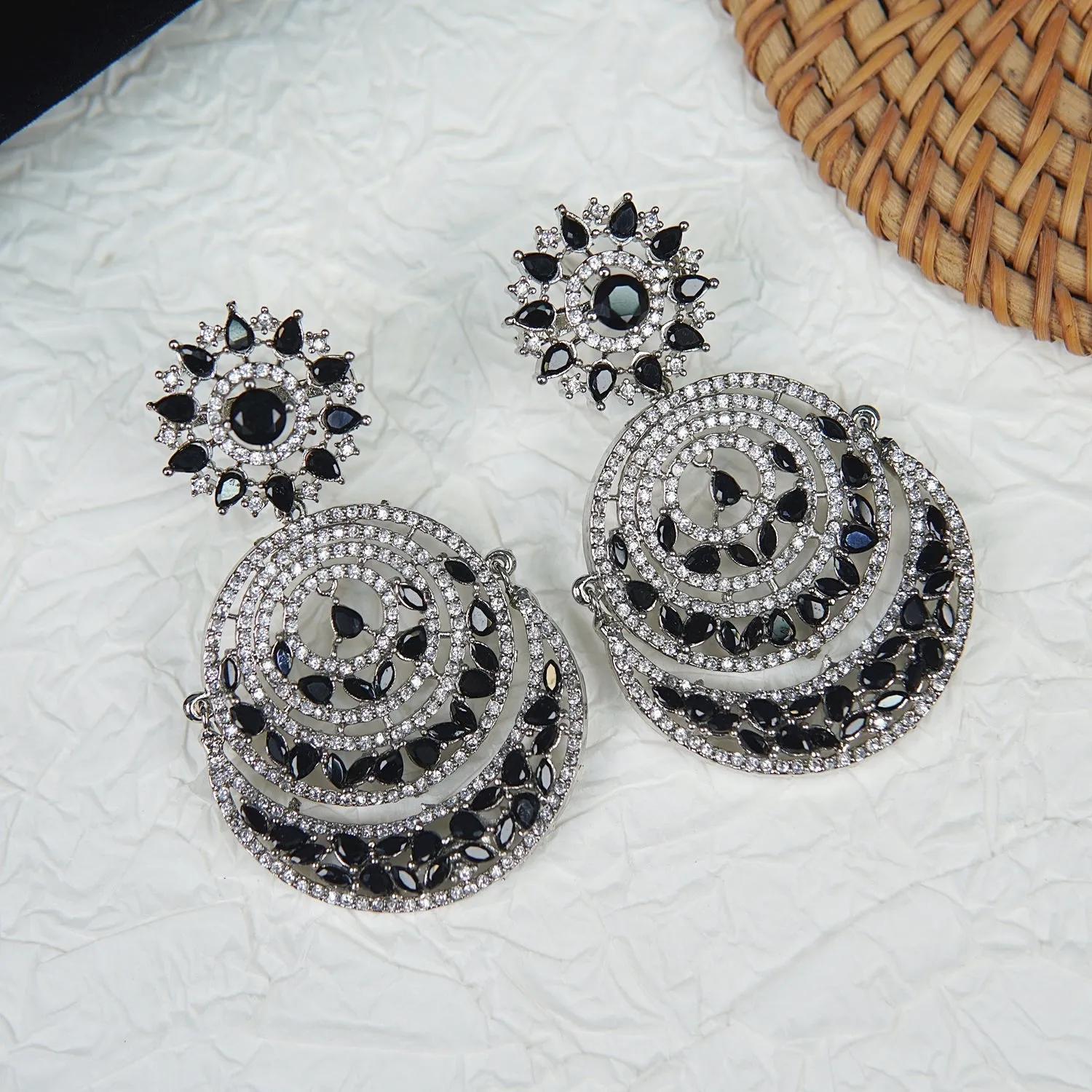 Silver Zirconia Bali Earrings