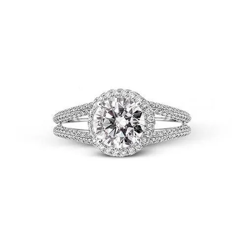 Simon G. 18k White Gold Diamond Split Shank Engagement Ring