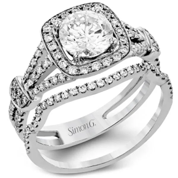 Simon G. Curved Prong Set Round Diamond Wedding Ring