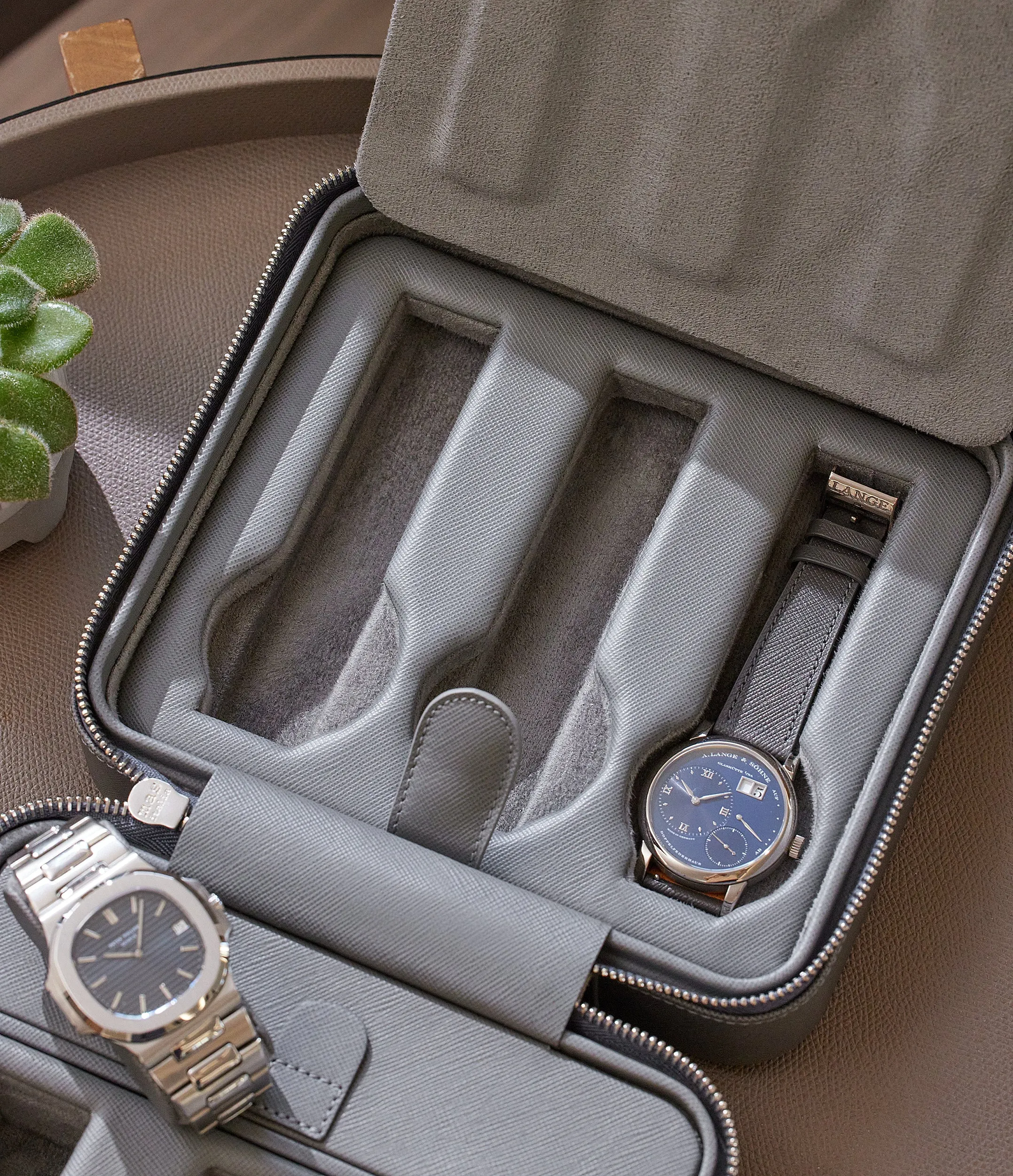 six-watch box, saffiano