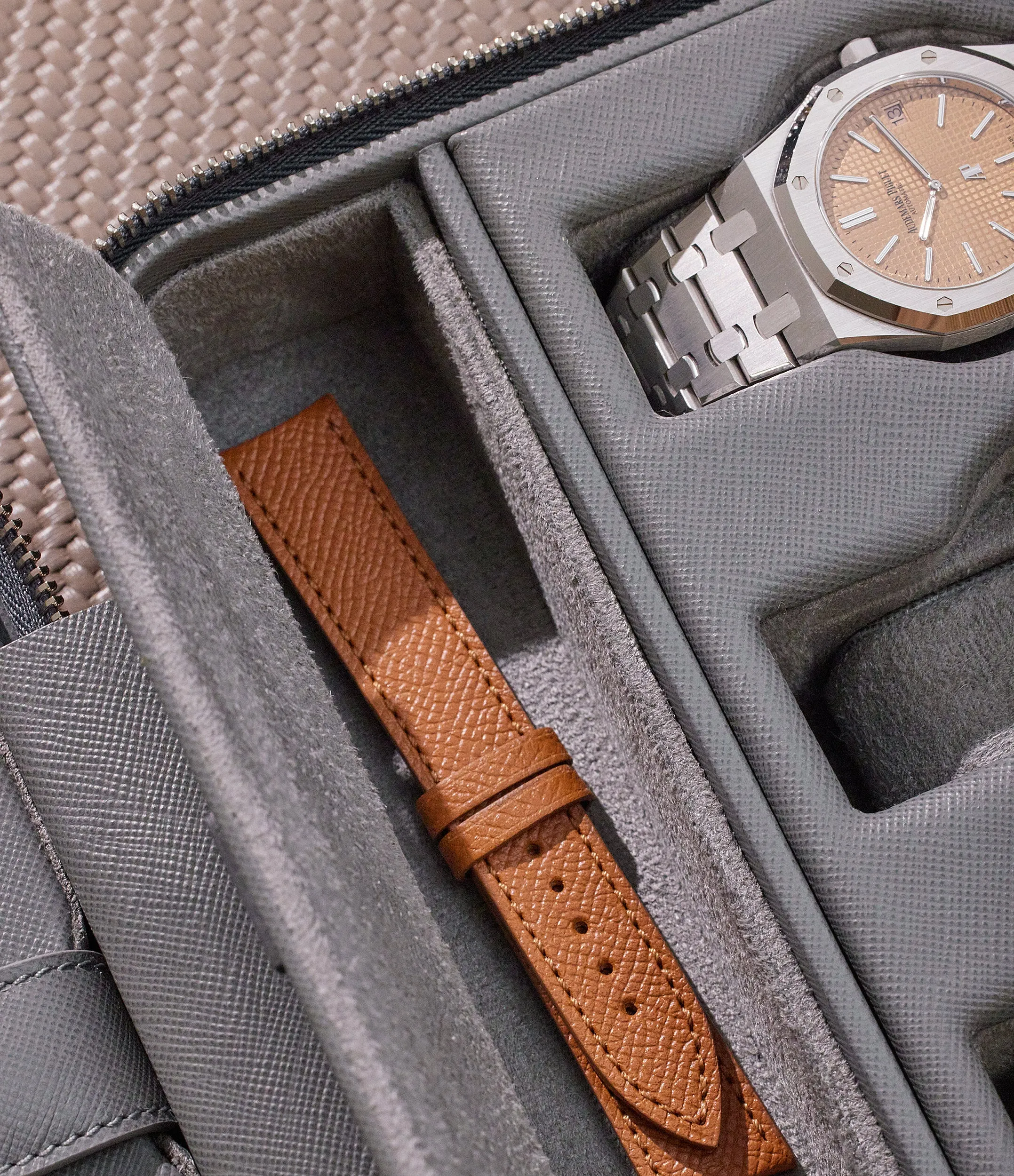 six-watch box, saffiano