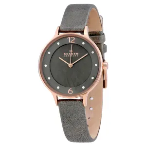 Skagen Anita Grey Leather Strap Grey Dial Quartz Watch for Ladies - SKW2267