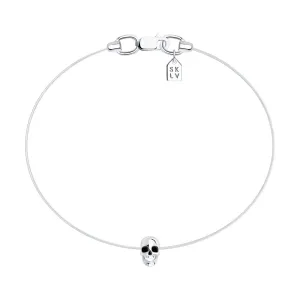 SKLV by SOKOLOV -925 Silver Skull Charm On A Fishing Line Bracelet