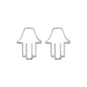 Small Hamsa Stud Earrings White