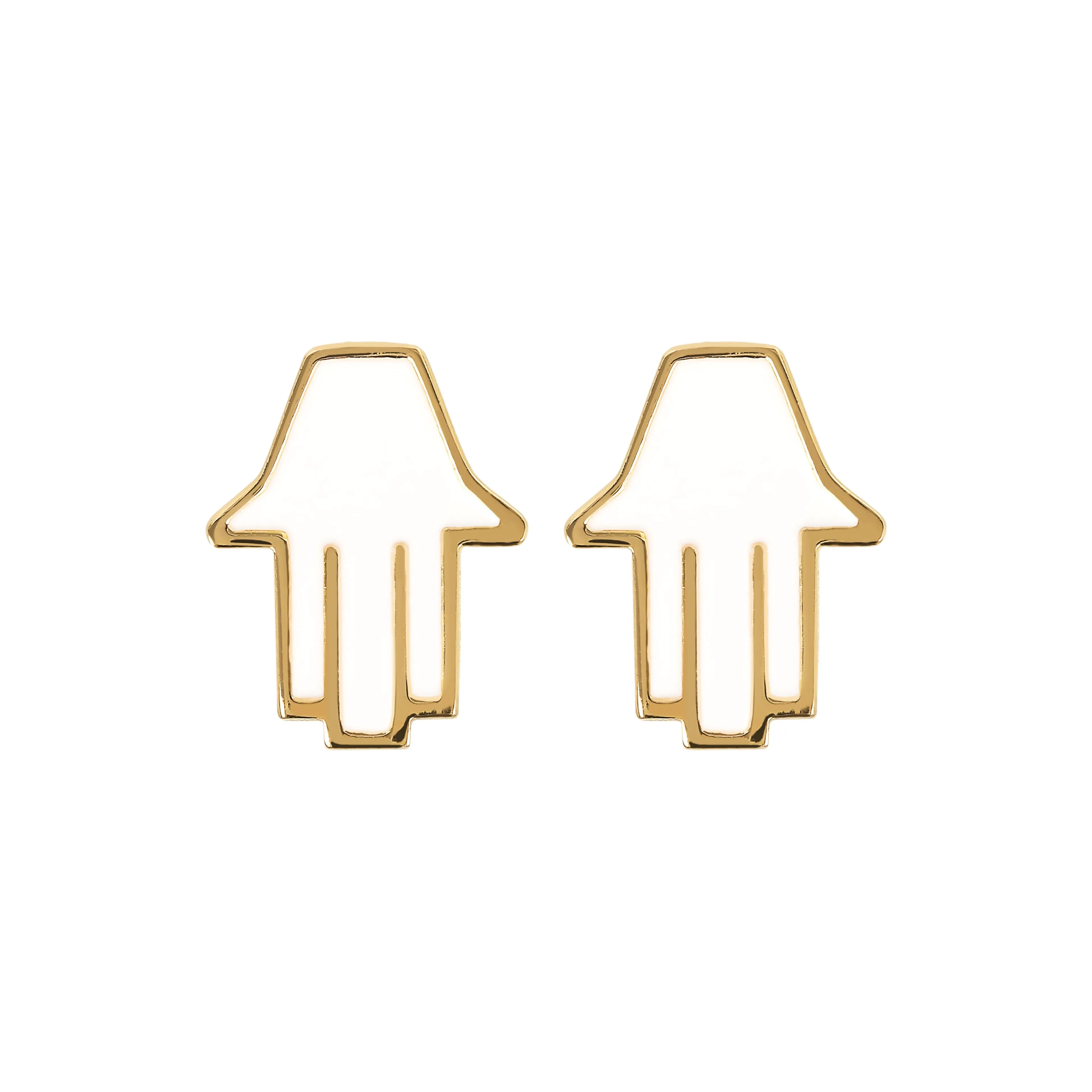 Small Hamsa Stud Earrings White