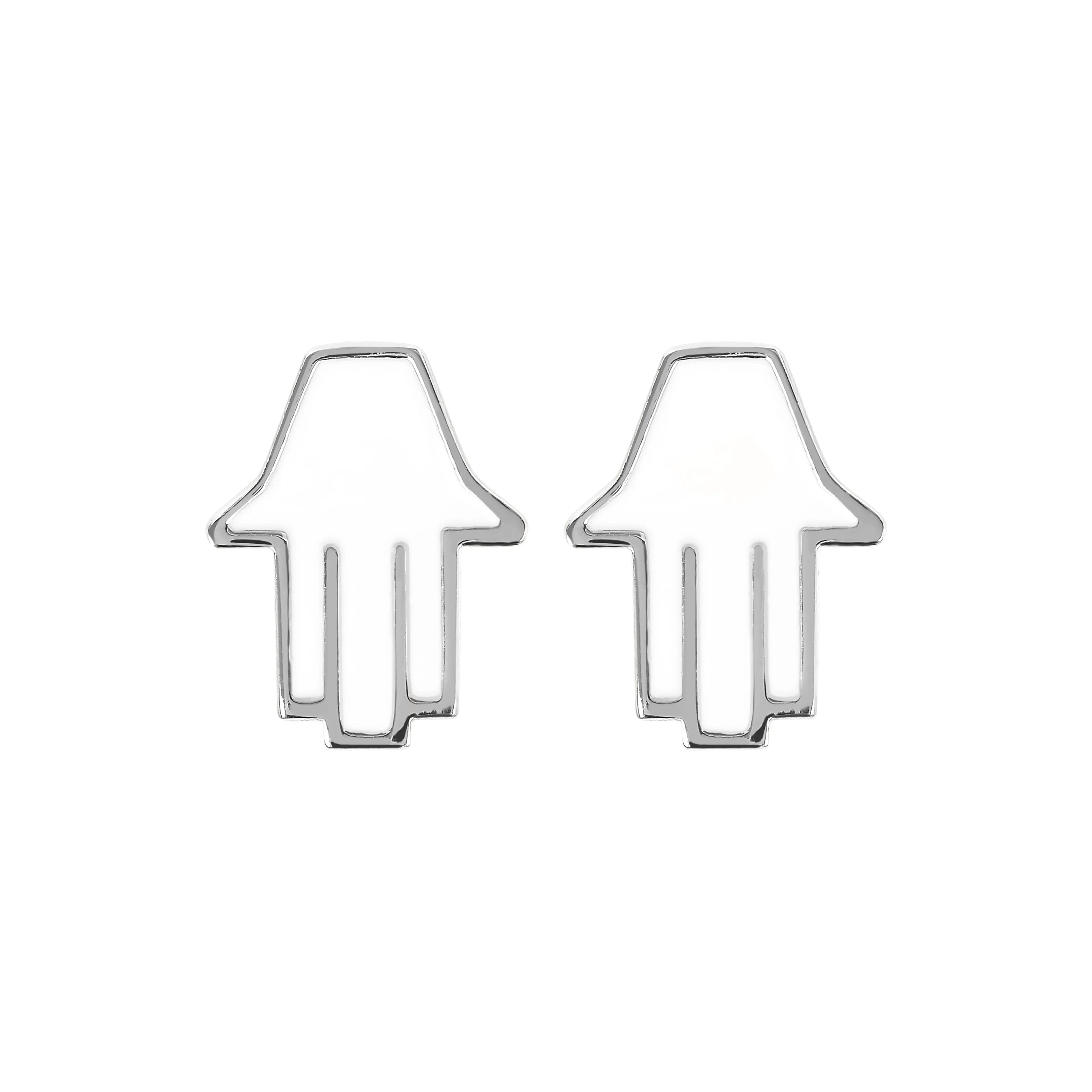 Small Hamsa Stud Earrings White
