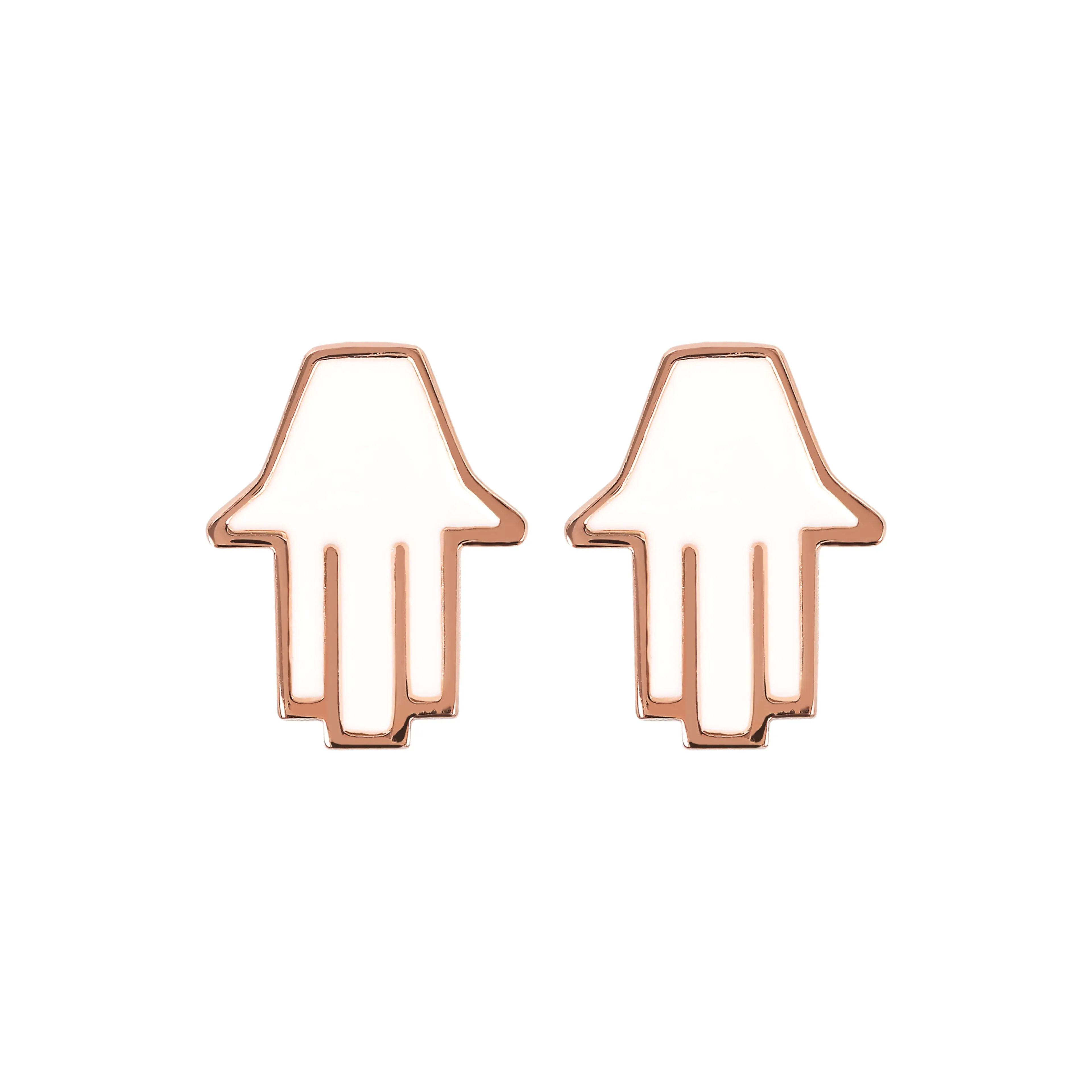 Small Hamsa Stud Earrings White
