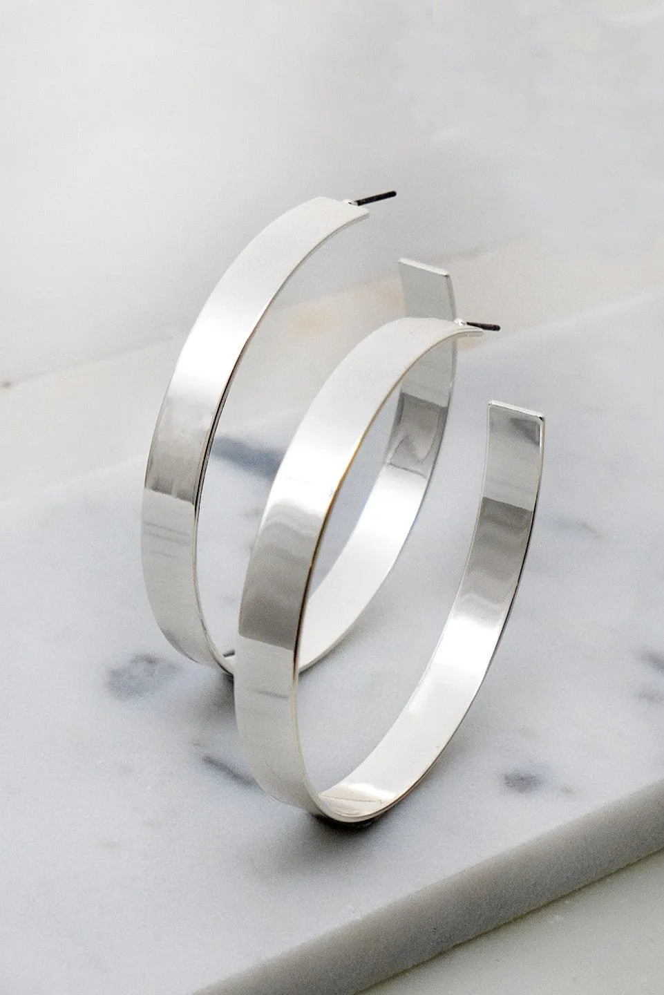 Smooth And Shinny Flat Metal Hoop Earrings In Multiple Colors