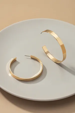 Smooth And Shinny Flat Metal Hoop Earrings In Multiple Colors