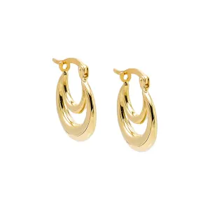 Solid Double Hoop Earring 14K