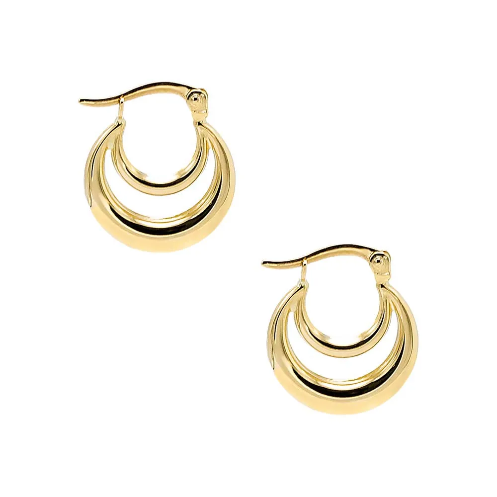 Solid Double Hoop Earring 14K