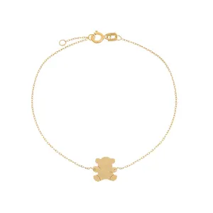 Solid Mini Teddy Bear Bracelet 14K