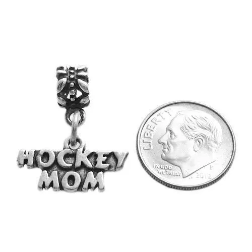 Sporty "Hockey Mom" Talking Charm with Euro Beads in Sterling Silver