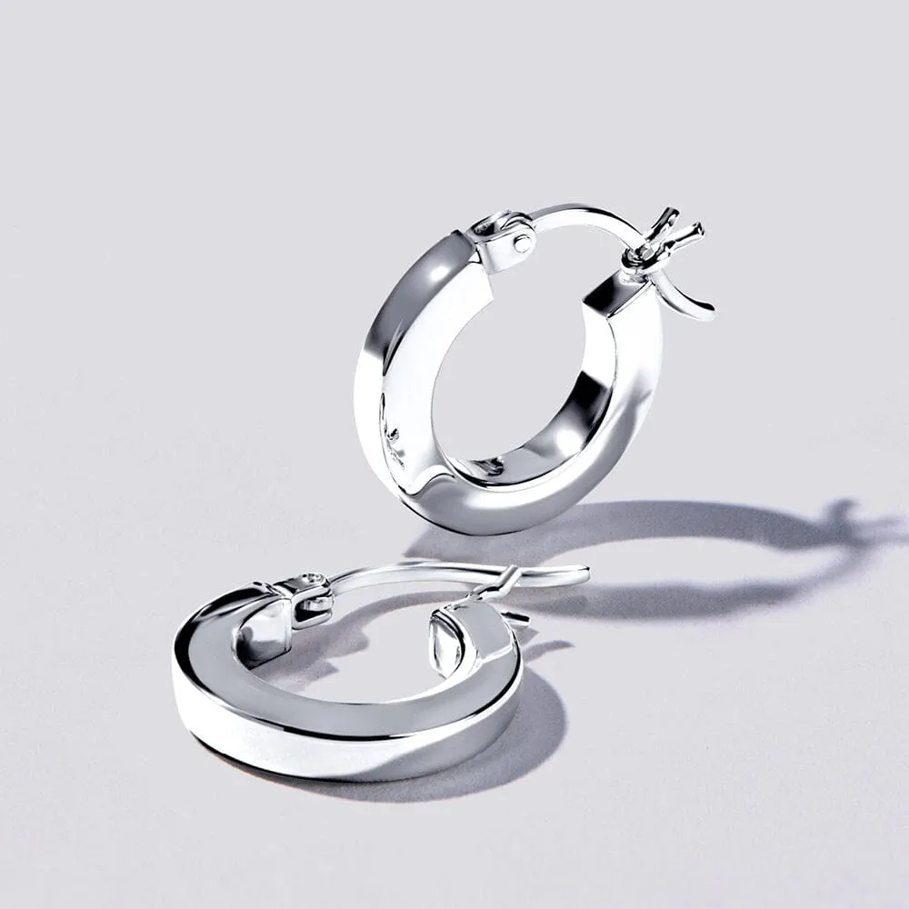 Square Edge Hoop Earrings in Sterling Silver