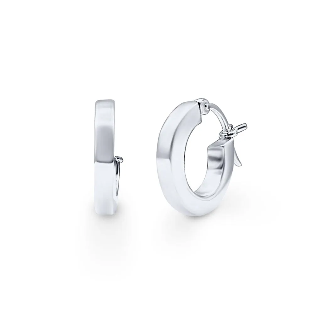 Square Edge Hoop Earrings in Sterling Silver