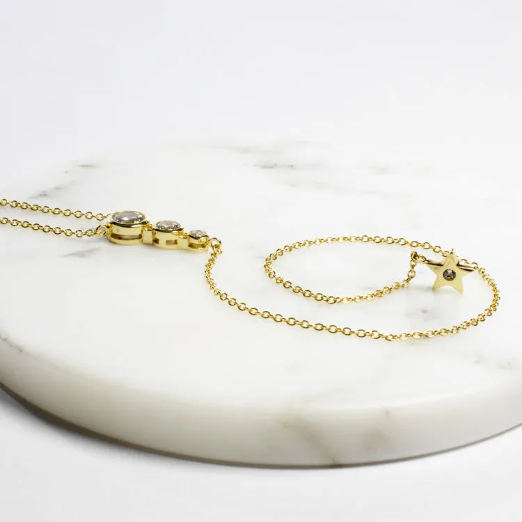 Star CZ Lariat Necklace - Gold