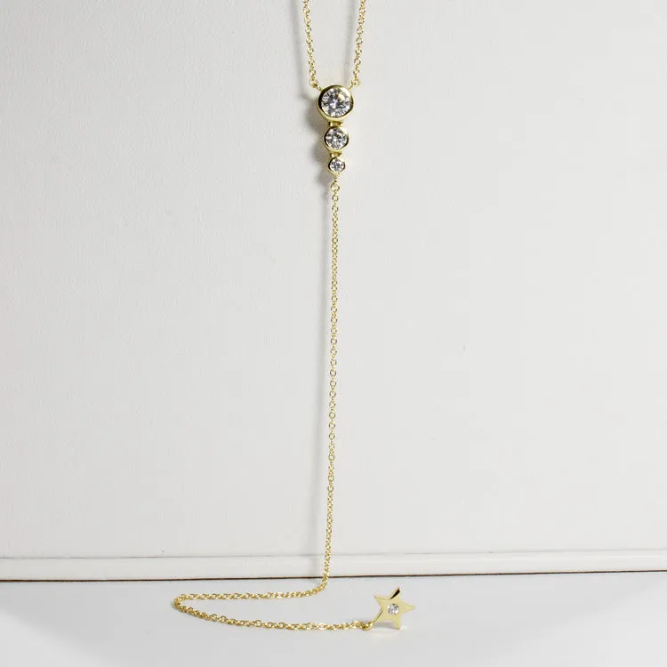 Star CZ Lariat Necklace - Gold