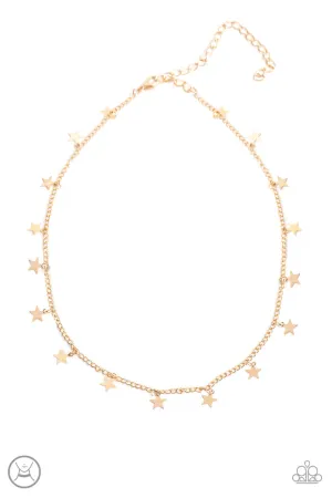 Starry Skies Gold Paparazzi Choker Necklace