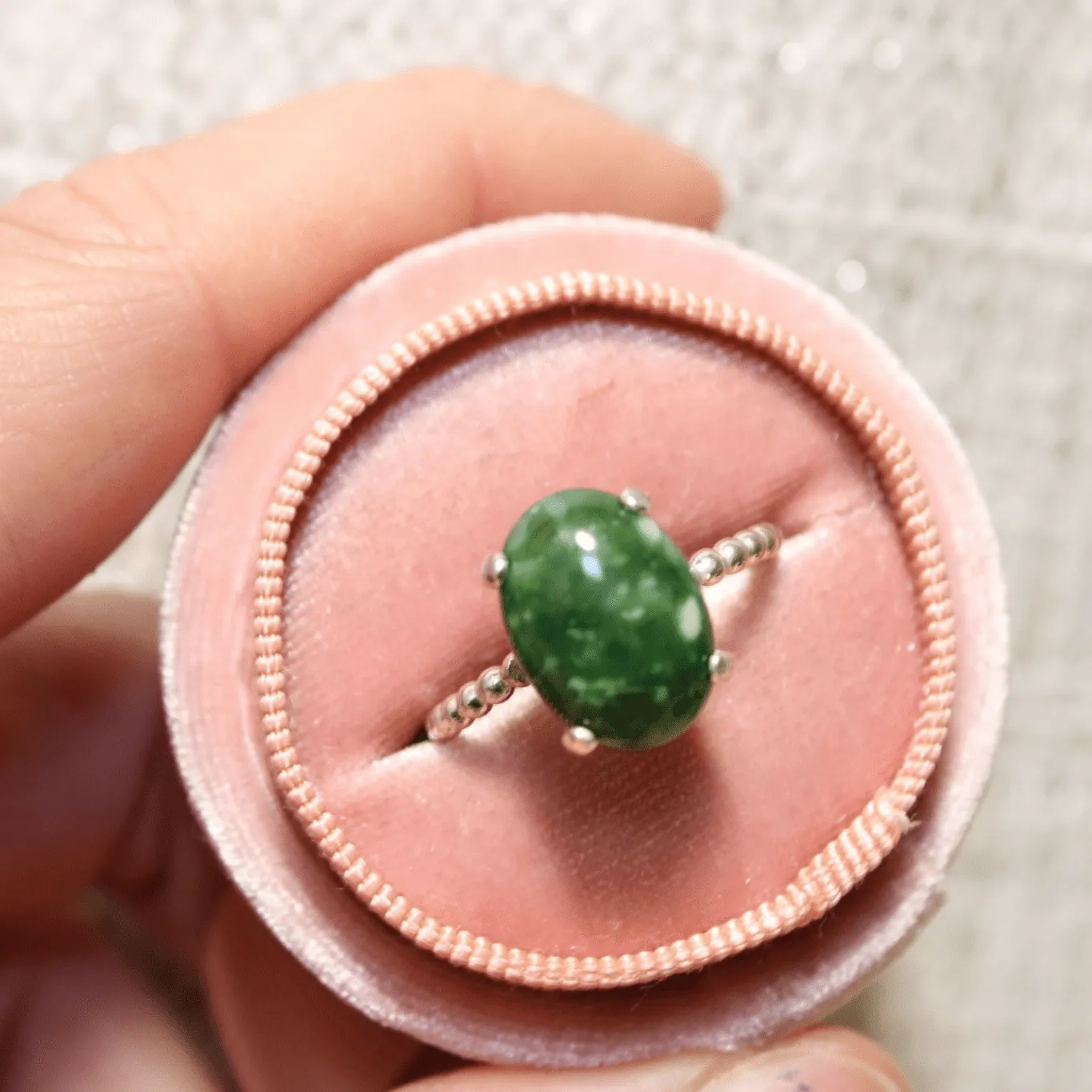 Statement Silver Amazonite Green Gemstone Ring