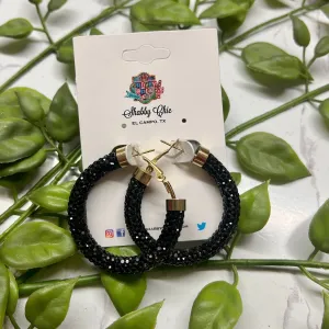 Statement Sparkle Earrings - Black