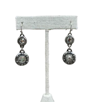 Sterling Plated Double Swarovski Crystal Earrings