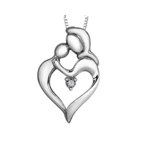Sterling Silver (0.01ct) Canadian Diamond Mother and Child Pendant