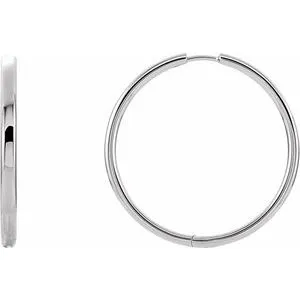 Sterling Silver 34.2 mm Hinged Hoop Earrings