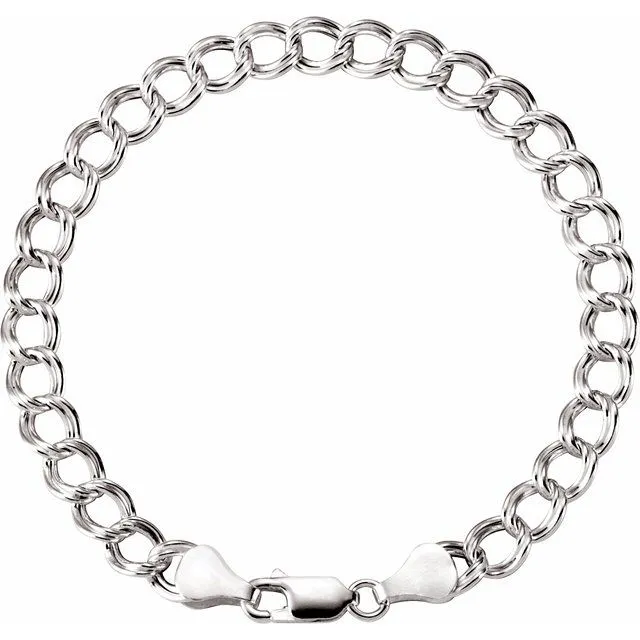 Sterling Silver 4.5 mm Hollow Curb Charm 8" Bracelet