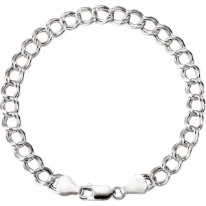 Sterling Silver 4.5 mm Hollow Curb Charm 8" Bracelet