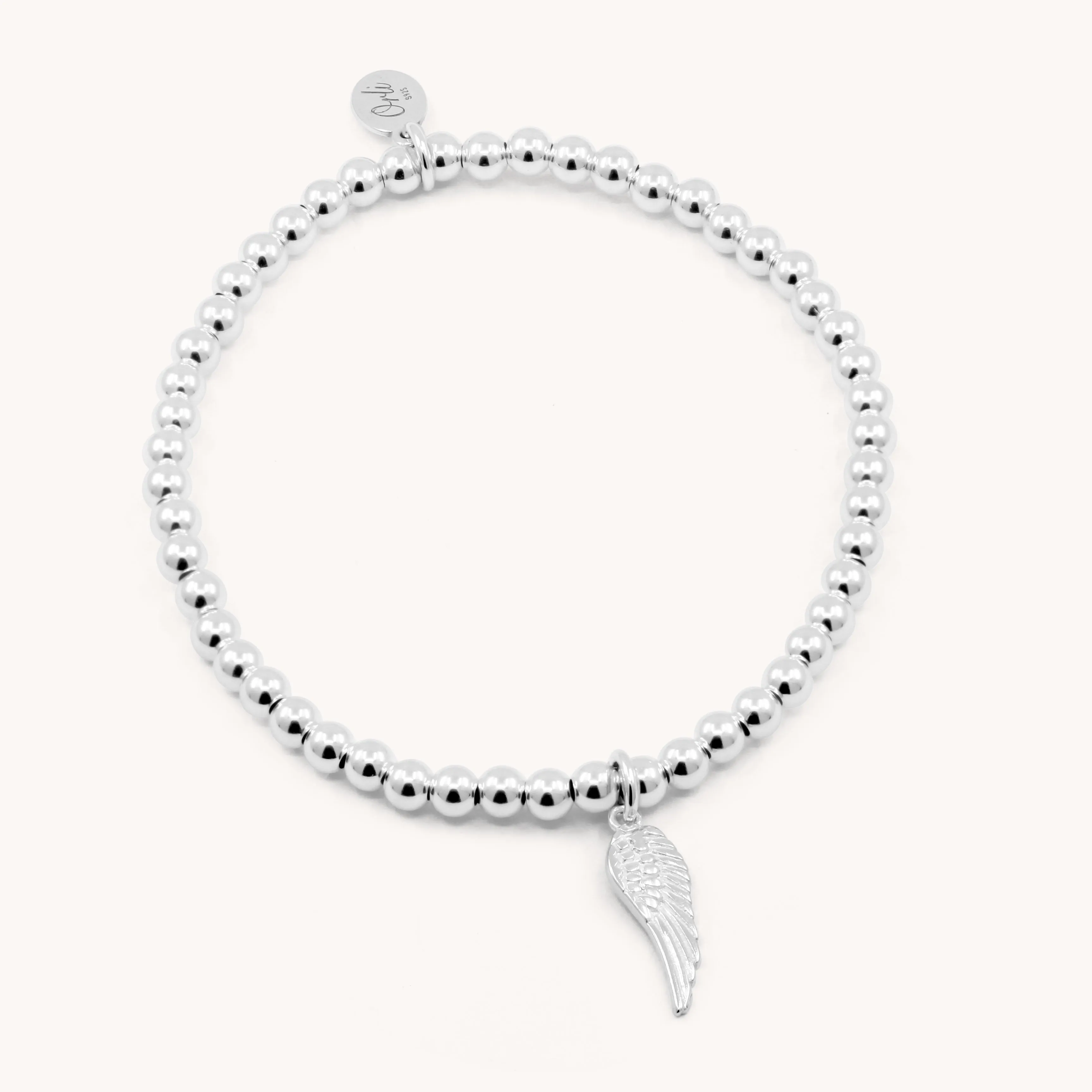 Sterling Silver Angel Wing Beads Bracelet
