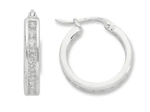 Sterling Silver Cubic Zirconia 20mm Hoop Earrings