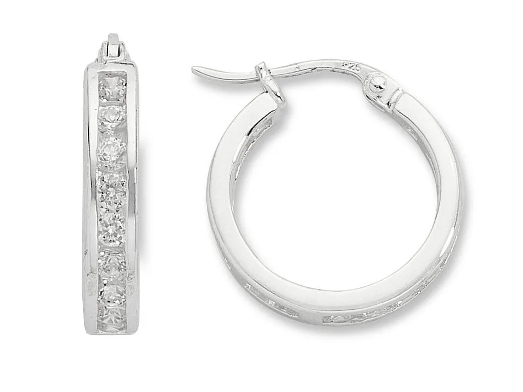 Sterling Silver Cubic Zirconia 20mm Hoop Earrings