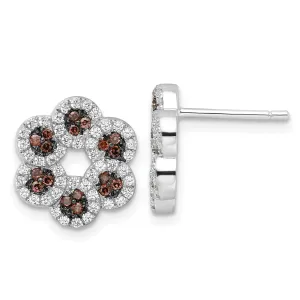 Sterling Silver Cubic Zirconia Flower Earrings