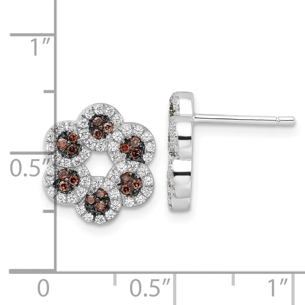 Sterling Silver Cubic Zirconia Flower Earrings