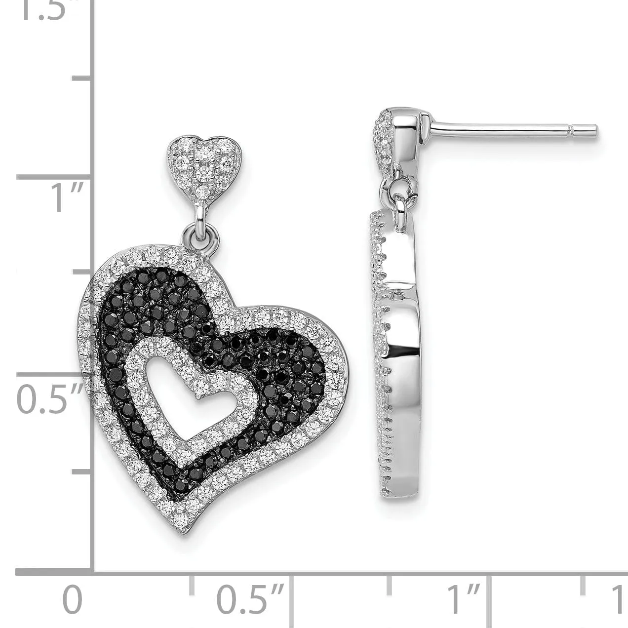 Sterling Silver Cubic Zirconia Heart Earrings