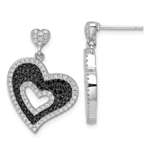 Sterling Silver Cubic Zirconia Heart Earrings