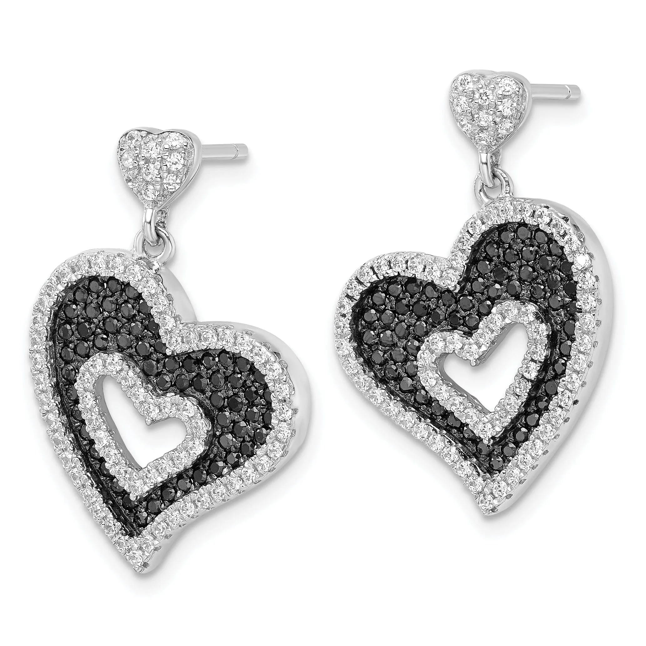 Sterling Silver Cubic Zirconia Heart Earrings