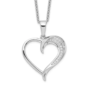 Sterling Silver Cubic Zirconia Heart Necklace