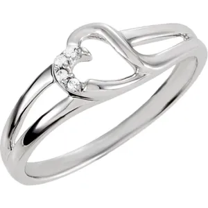 Sterling Silver Cubic Zirconia Heart Ring Size 8