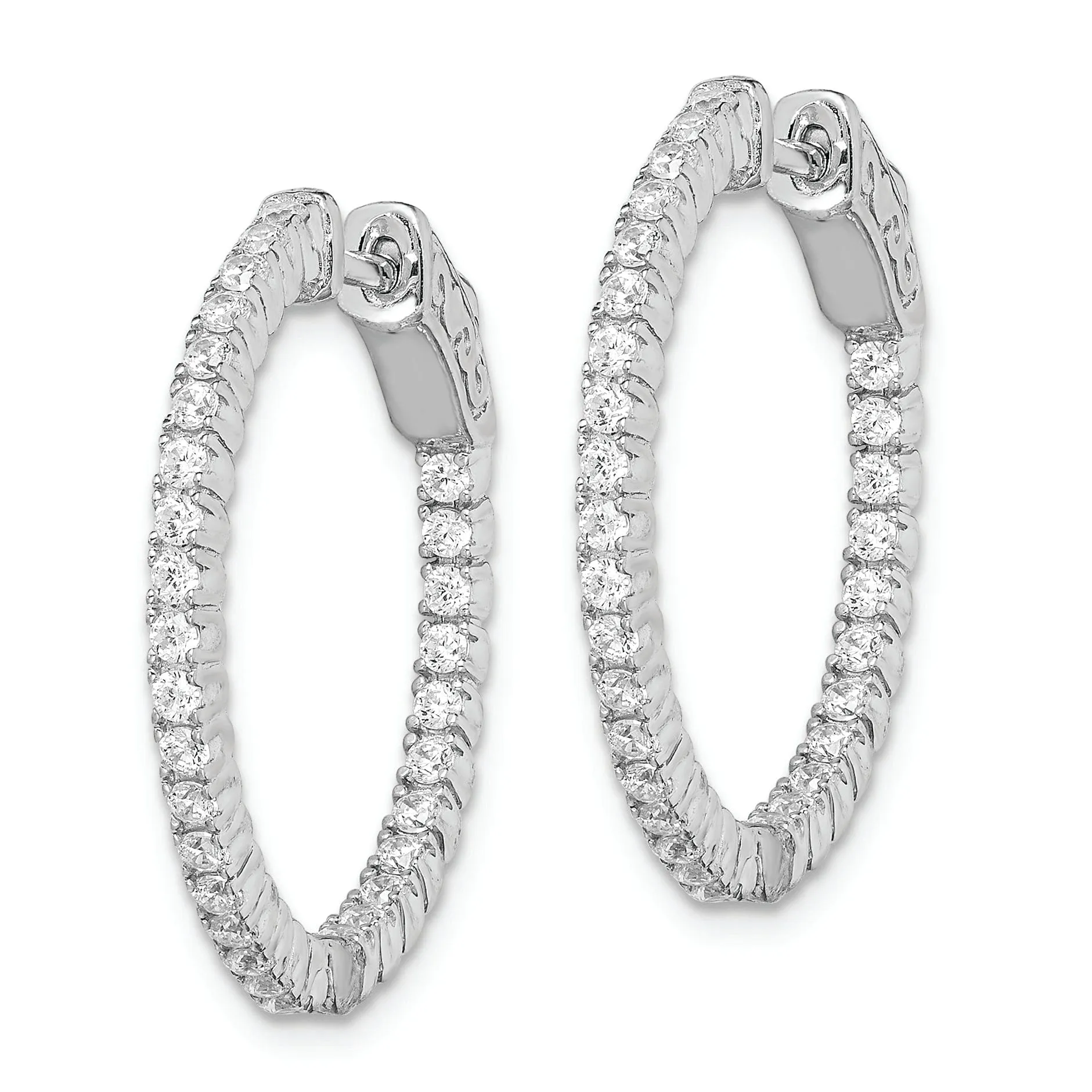 Sterling Silver CZ Hoop Earrings