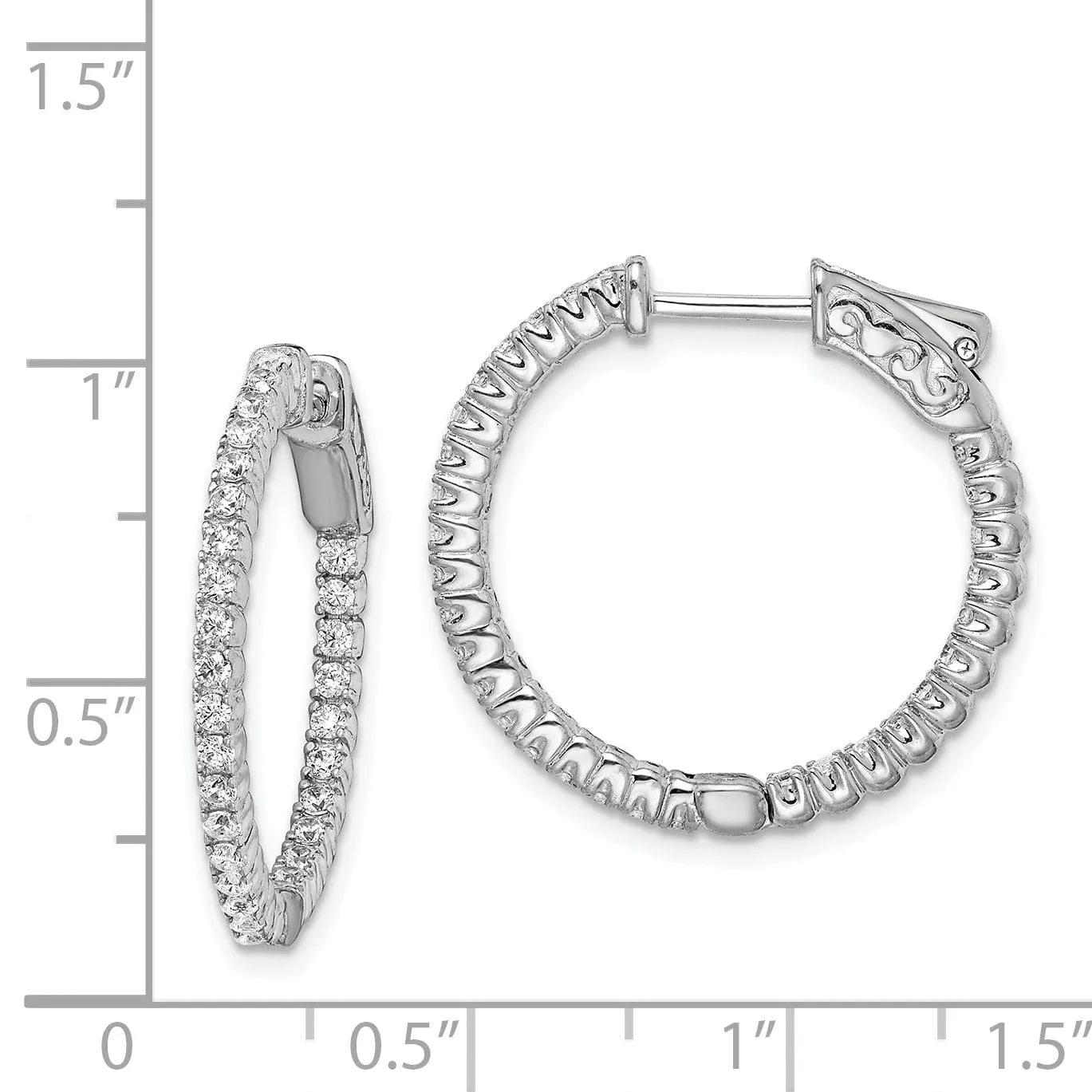 Sterling Silver CZ Hoop Earrings