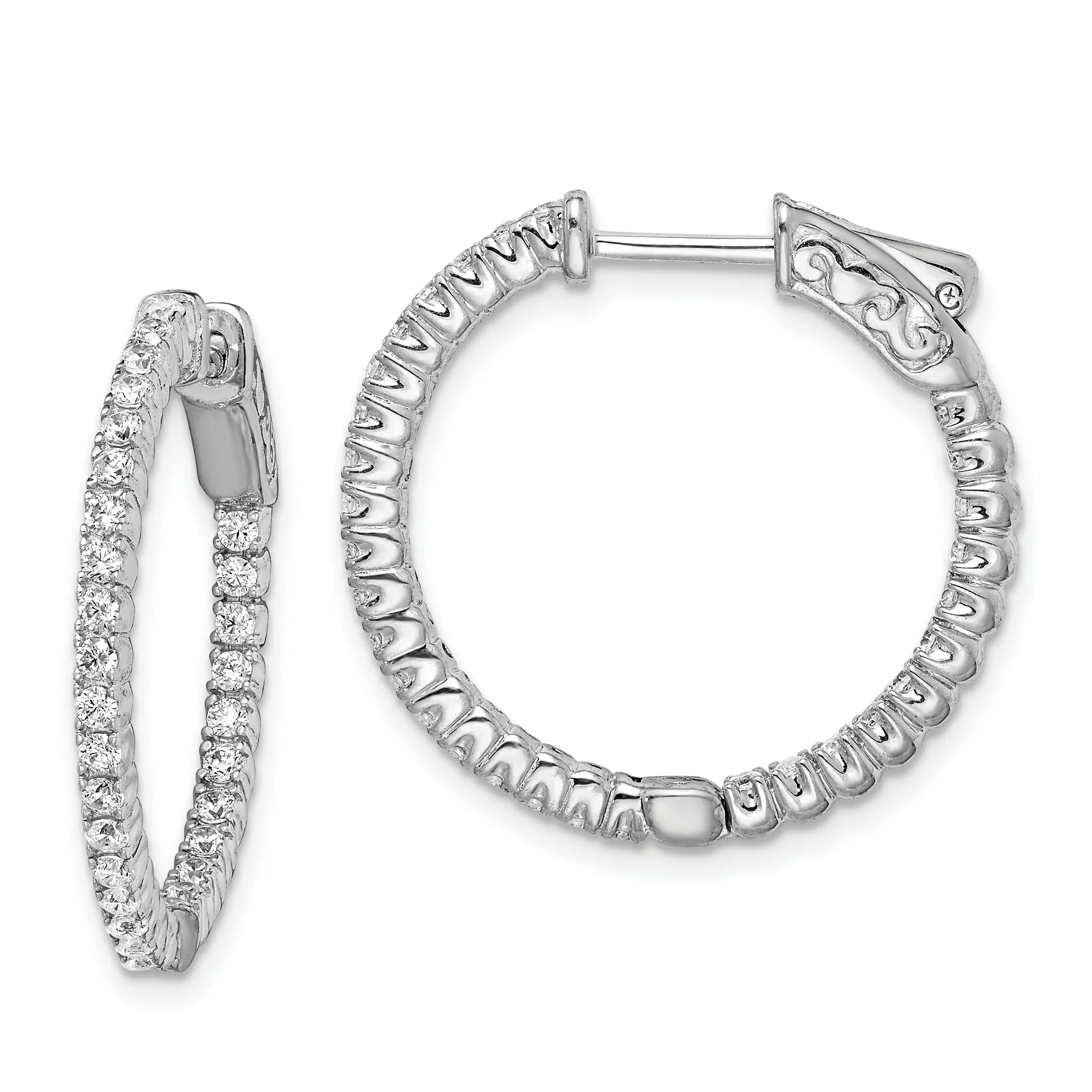 Sterling Silver CZ Hoop Earrings
