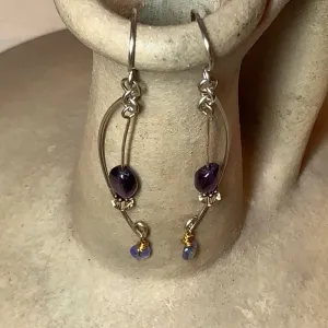 Sterling Silver Earrings w/Amethyst and Tanzanite