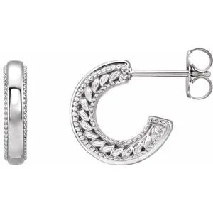Sterling Silver Floral-Inspired Milgrain Hoop Earrings