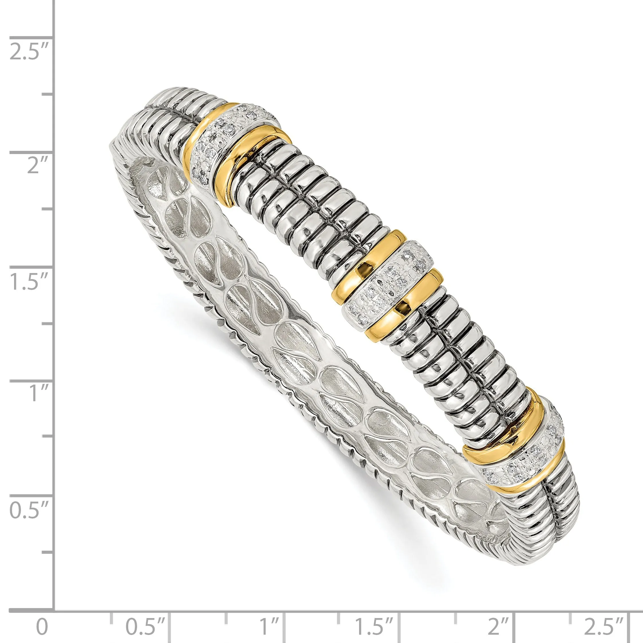 Sterling Silver Gold Diamond Bangle Bracelet